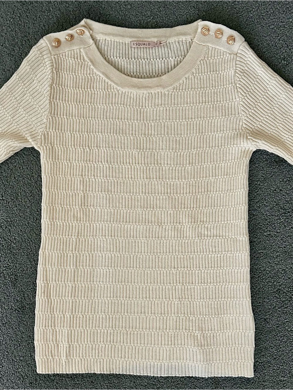 ESQUALO Beige Knit Short Sleeve Top